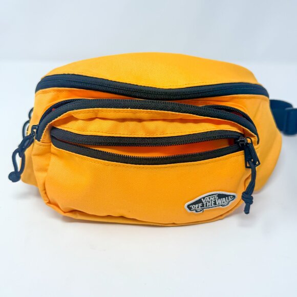 VANS Off the Wall Fanny Pack Yellow Canvas 4 Pocket Crossbody Waist Bag 16" - Picture 11 of 11